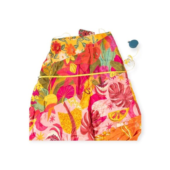 NWT Farm Rio X Anthropologie Tropical Floral Print Skirt SZ L Orange Florals - Picture 10 of 12